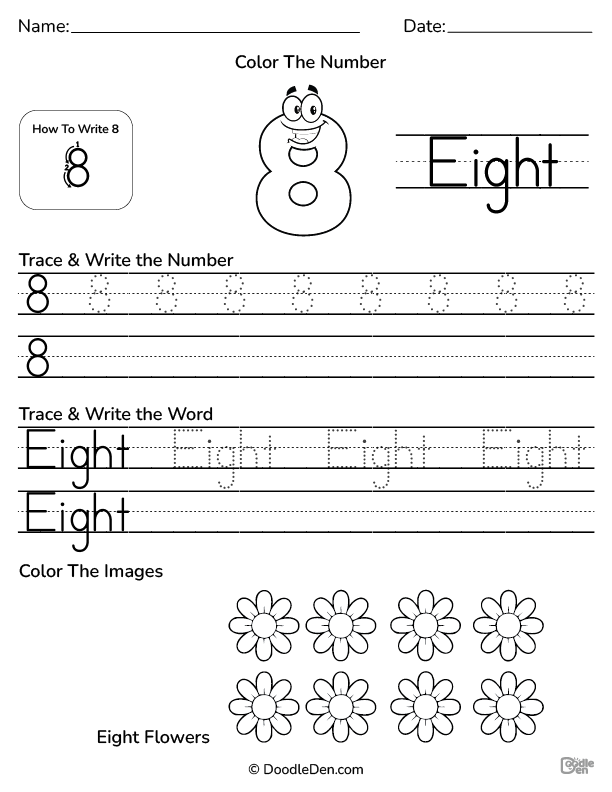 Free Printable Number Worksheets for Kids (PDF) | Doodle Den